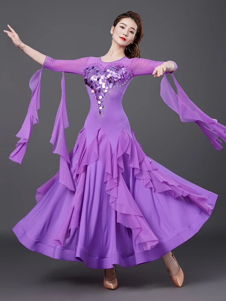 

2025 New Modern Dance Dress National Standard Waltz Friendship Competition Table Performance Clothes Large Swing Dress 7219