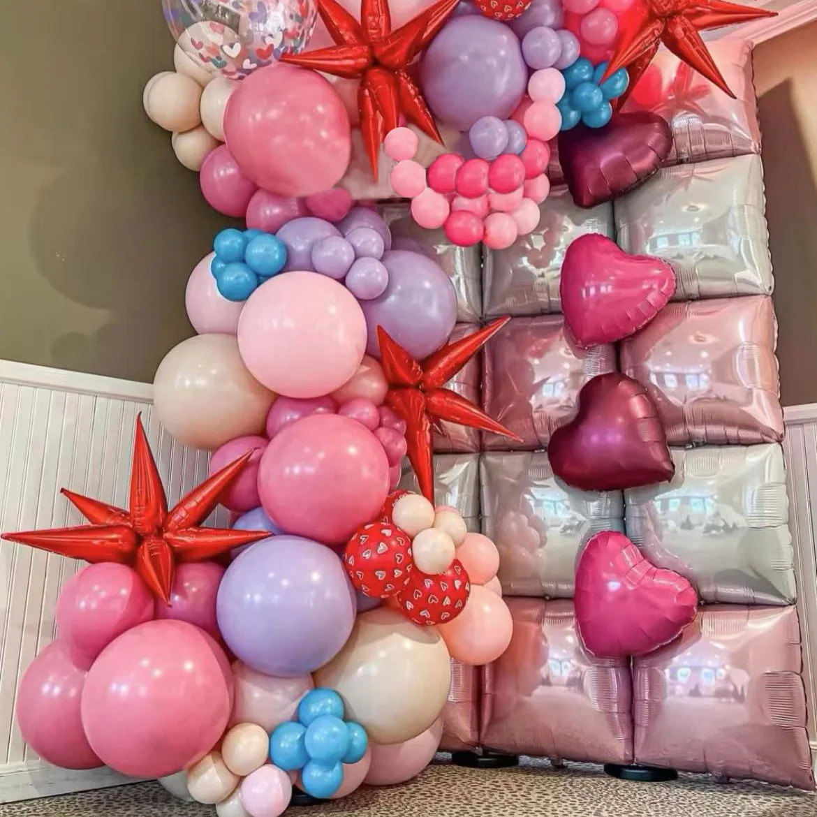 25 Stück doppelseitige quadratische Aluminiumfolien-Ballonwände für Jahrestag, Hochzeit, Jahreszeit, Valentinstag, Geburtstag, Party – Detail 12