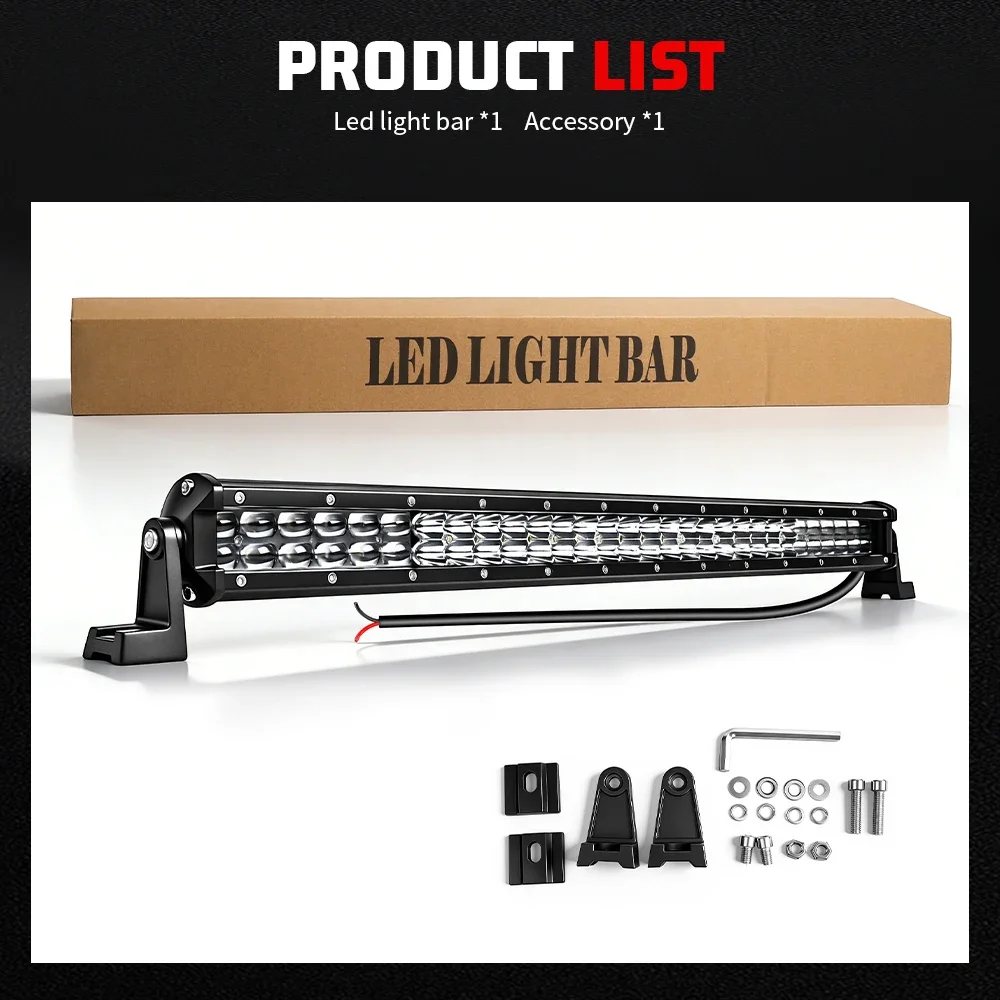 HAOLIDE Led Bar Dual Rows 6000k Spot+Flood Combo Beam Projector Lens 15inch-42inch Super Bright Driving Light Bar off-road use