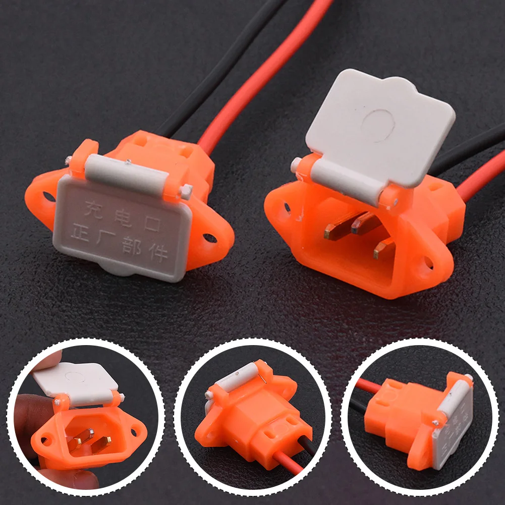 E-bike Scooter Battery Connector Plug Three Vertical Charging Socket With Wires 12AWG Cable For 36V 48V Universal