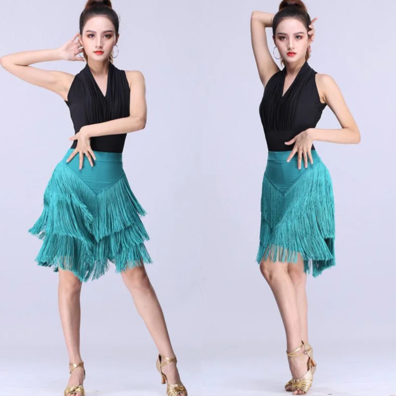 Tassel Latin Dance Wear Cha Cha Samba Rumba Costumes Fringe Latin Dance Skirt Modern dance Practice Skirt
