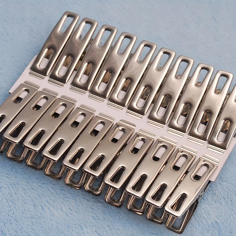 20 Stück Flachmund Wäscheklammern aus Edelstahl, Binder Clips, Trocknungshalter, Metallklammer Set für Socken und Kleidung Haushaltswäsche Zubehör robuste Wäscheklammern Trocknungsklammern Kleidung