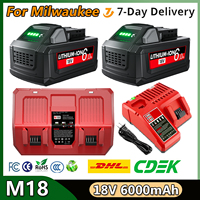 For Milwaukee M18 18V 6000mAh Li-ion Replacement Battery M18B5-XC For Milwaukee 18V Tool 6.0Ah Rechargeable Battery Dual Charger