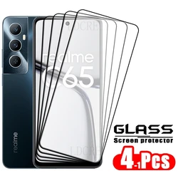 4Pcs For Realme C65 Glass OPPO Realme C65 Tempered Glass Protective Full Cover Glue HD 9H Screen Protector For Realme C65 C 65