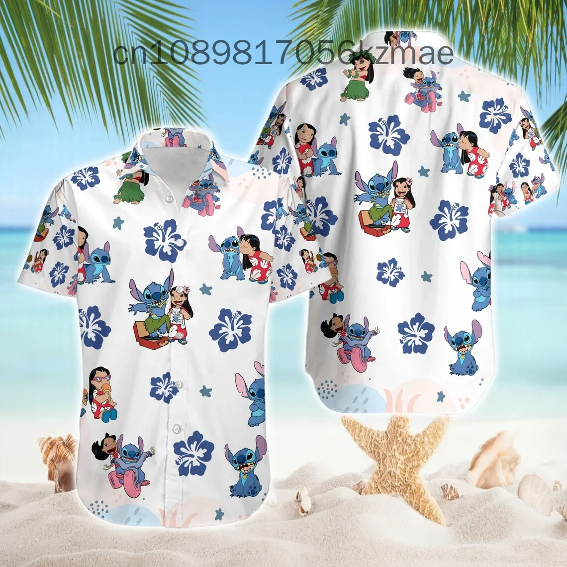 

Disney Lilo Stitch Hawaiian Shirt Summer Men's and Women's Fashion Short-sleeved Shirts Hawaiian Shirt Stitch Casual Beach Shirt