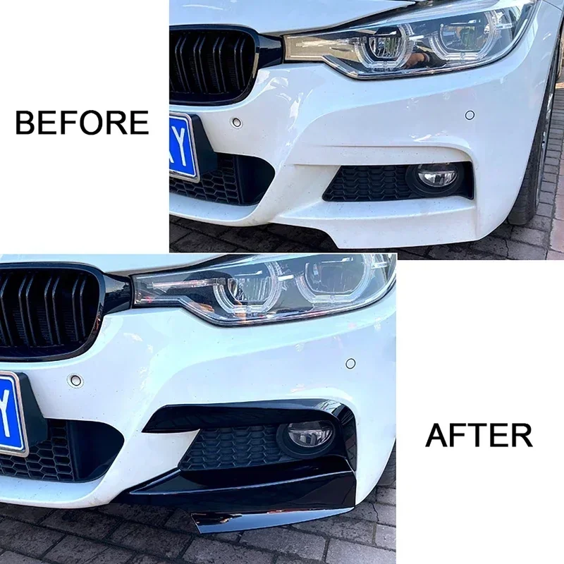 1Pair Car Fog Light Grille Modification Front Bumper Splitter For BMW 3 Series F30 F31 M Pack 2013-2019