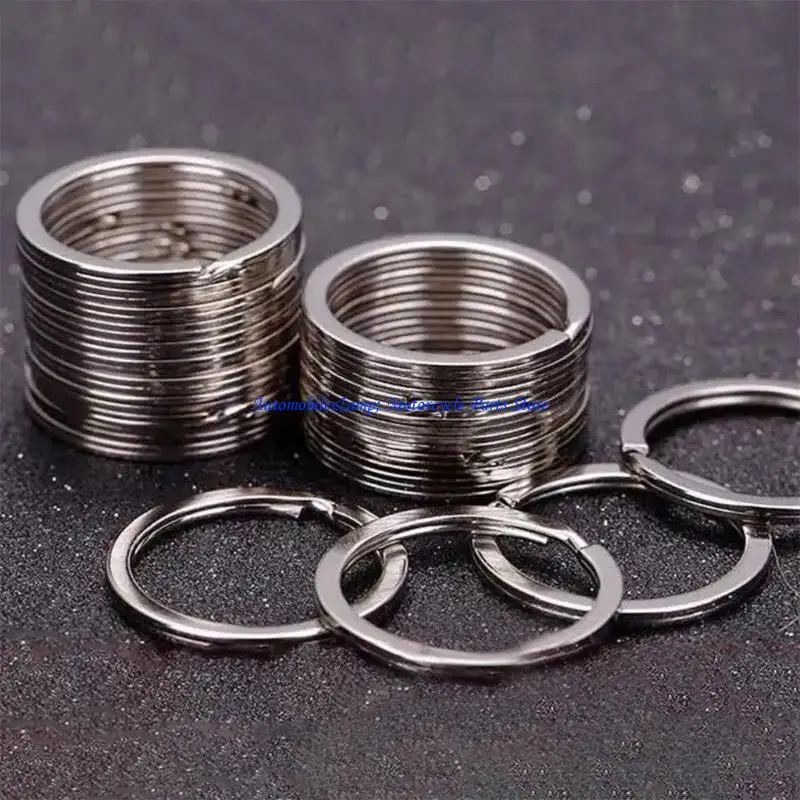H7BD 20mm/25mm/30mm Silver Stainless Round Keychains Rings Split Rings for Home Car Office Keys Keychain Making Supplies