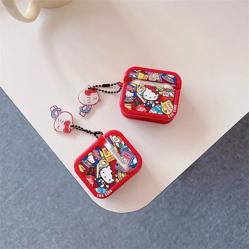 MINISO Sanrio Hello Kitty For Airpods Pro Wireless Bluetooth Headset Cover for Airpods 1 2 3 Silicone Earphone Case With Pendant