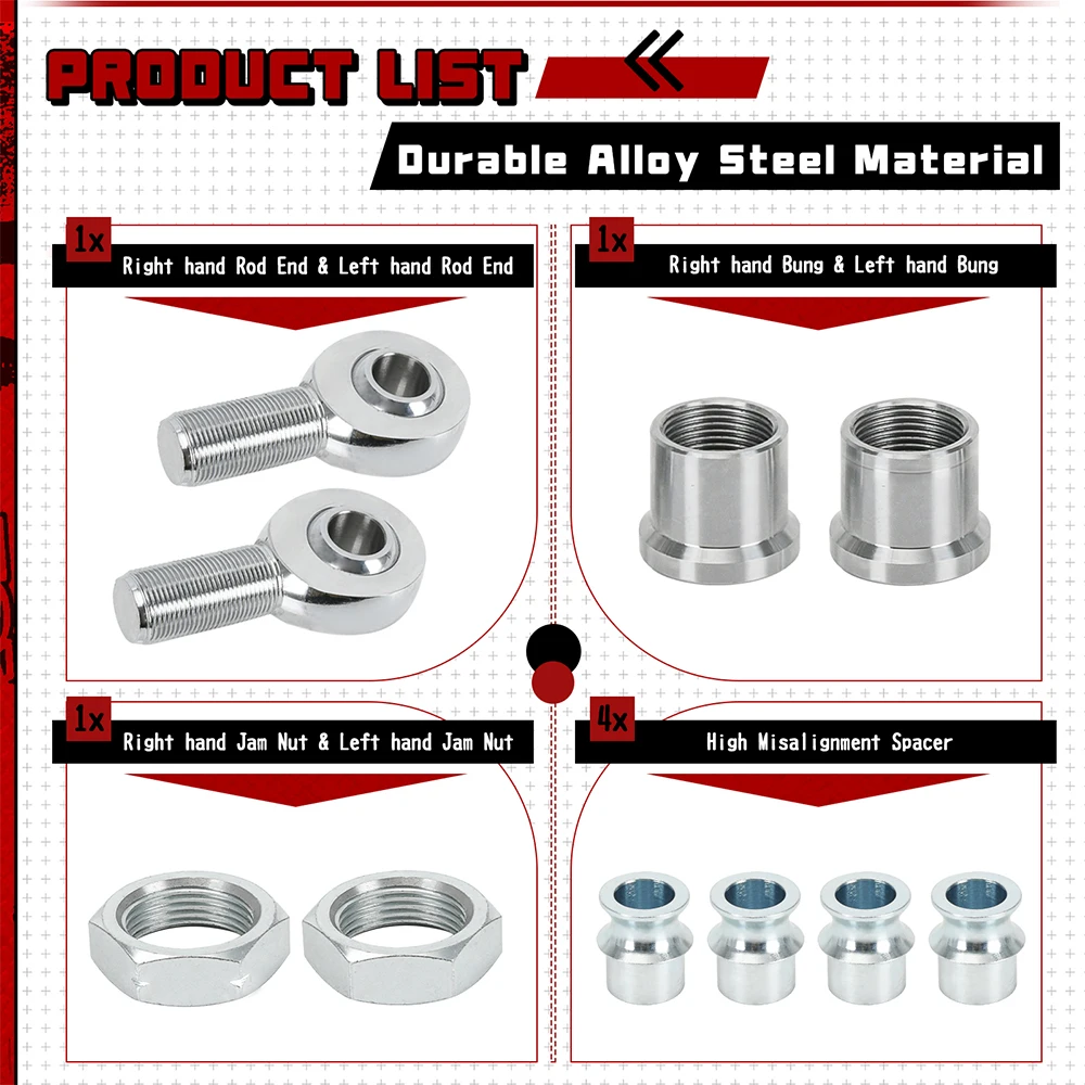 2 قطعة اليسار واليمين 1.25 ''هيم المشتركة قضيب نهاية عدة اليد الموضوع 1 1/4'' المفاصل المعالجة الحرارية كرومولي مع محول أنبوب دائري #3