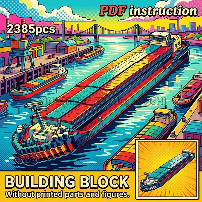 

Модель европейского внутреннего речного баржа-грузового судна MOC с закрытыми бункерами для перевозки сыпучих грузов