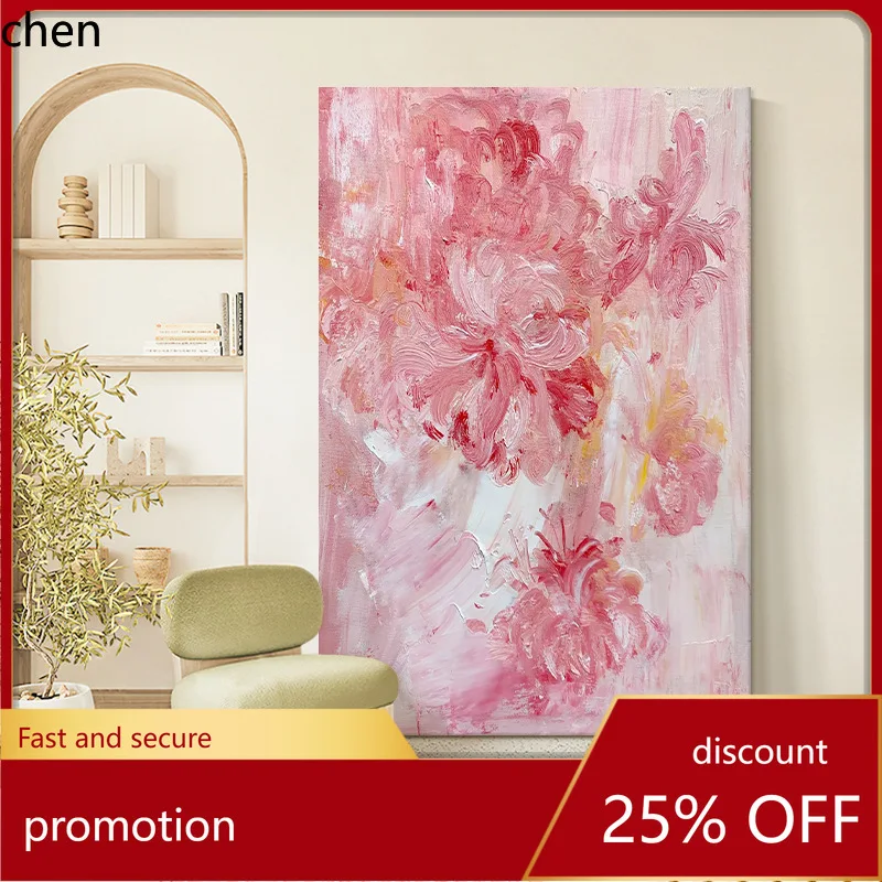 Ht abstract peony flower entrance decoration painting living room dining room florals flower blooming rich hanging painting