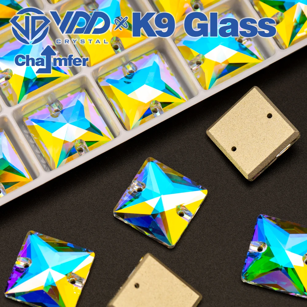 VDD Square AAAAA Top Quality K9 Glass Sew On Rhinestones Sewing Crystal AB Flatback Stones For Clothes Accessories Wedding Dress