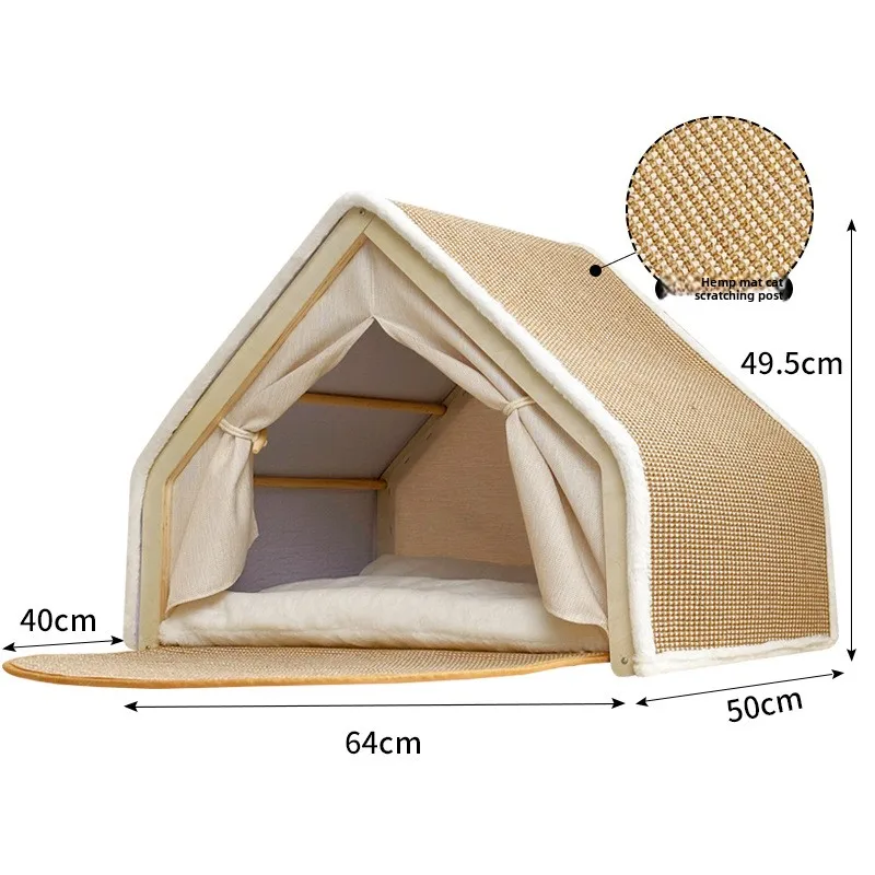 

Winter Warm House Shell Semi-closed Sleeping Bag Cat Scratching Board Does Not Drop Crumbs