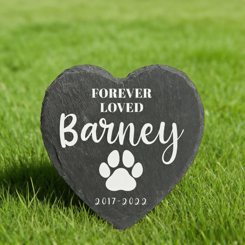 Personalized Heart-Shaped Pet Memorial Stone (with Stand) – UV Printed with Custom Photo and Text – A Tribute to a Beloved Pet