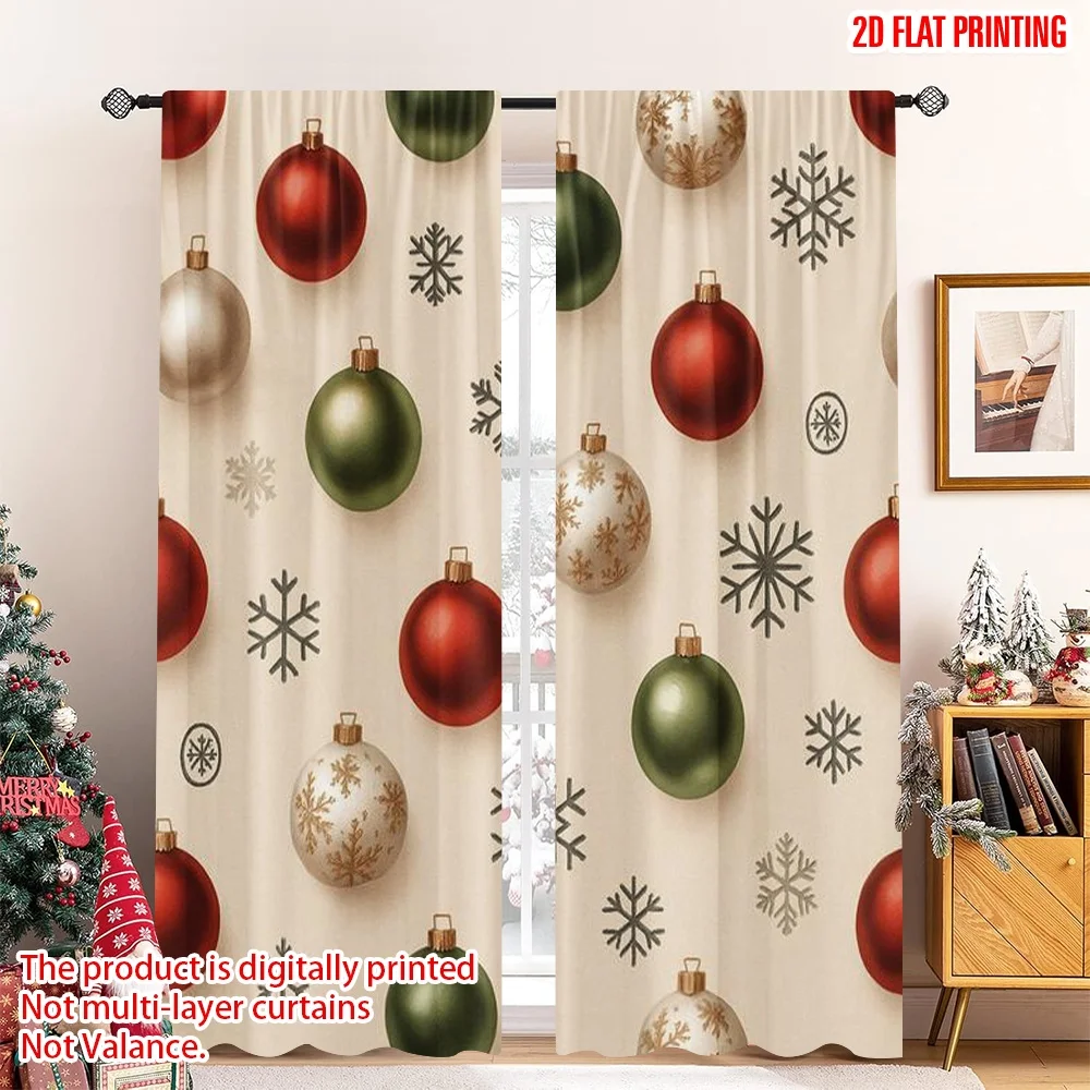 

2D flat printing 2pcs Merry Christmas Curtains Christmas Gift Wonderland Digital Printed Polyester Drapes Holiday Decorations