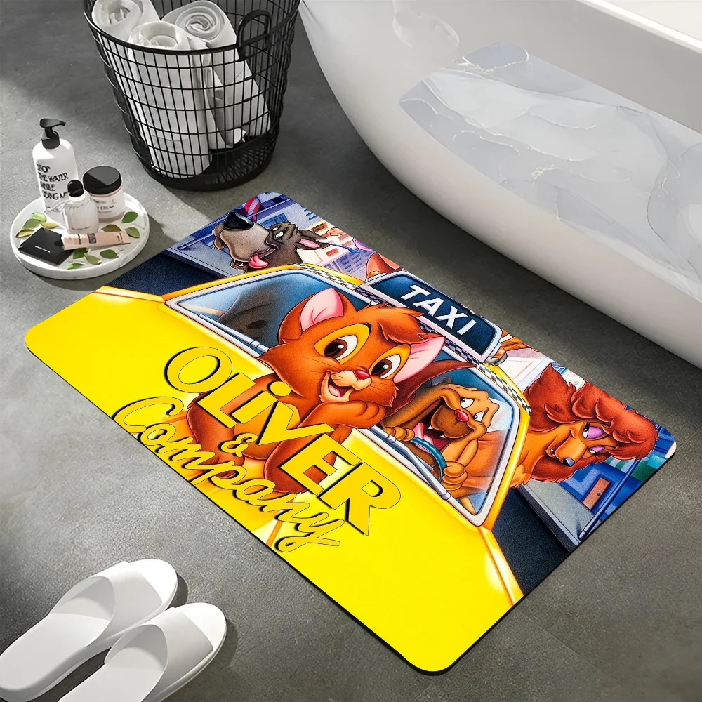1PC 1PC D-disney O-Oliver & Company Floor Mat Home Bedroom Kitchen Non-slip Floor Rug, Absorbent Anti-fouling Door Mats