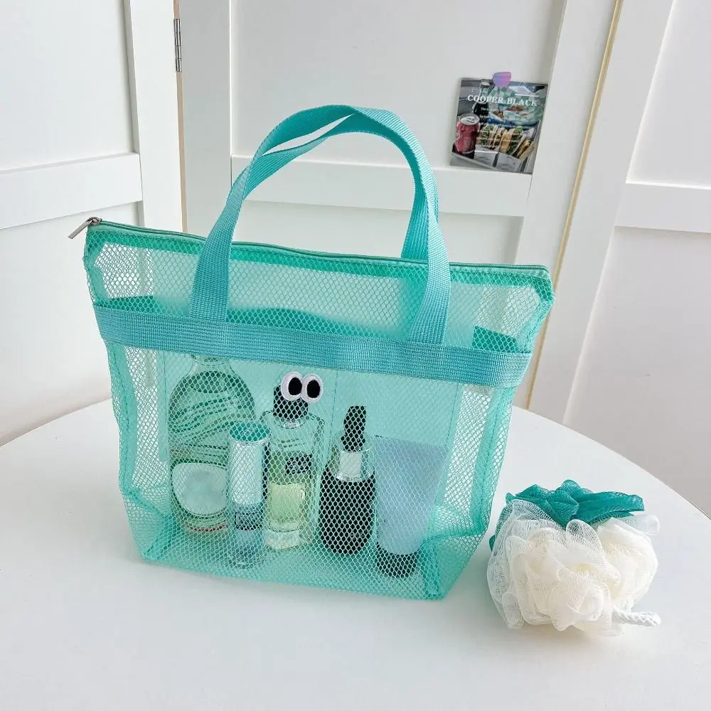 

Портативная сетчатая сумка для стирки большой емкости, дышащая складная косметичка, милая сумка для хранения плавания