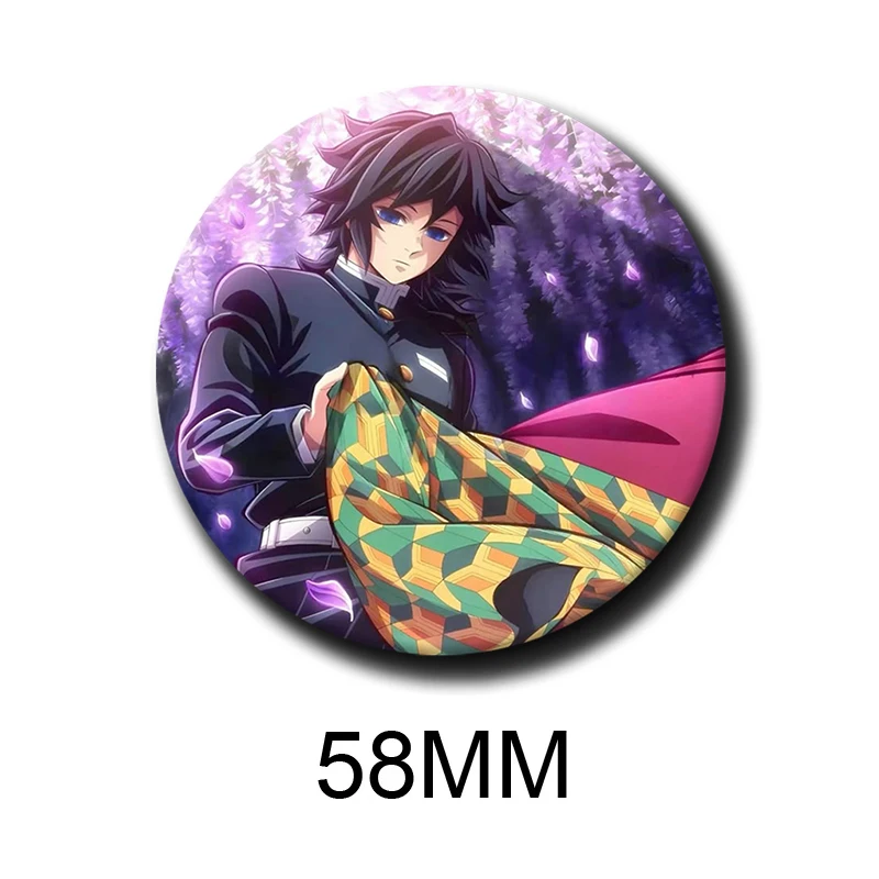 58mm Cartoon Character Tomioka Giyuu Soft Button Pin Demon Anime Brooch Creative Badge for Backpack Clothes Decoration Gift
