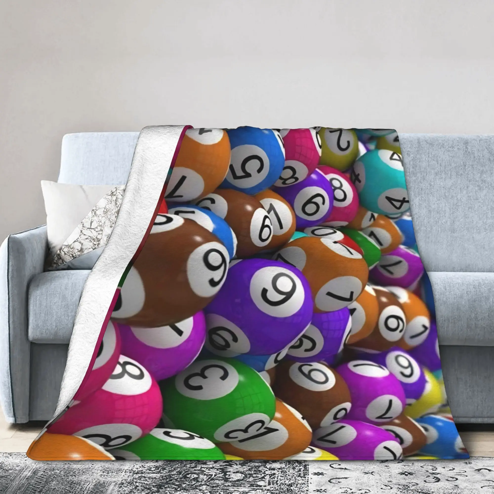 Bingo Balls Paper Game Flannel Throw Blankets  for Sofa Knitted Blanket Car Warm Multi-function Throws