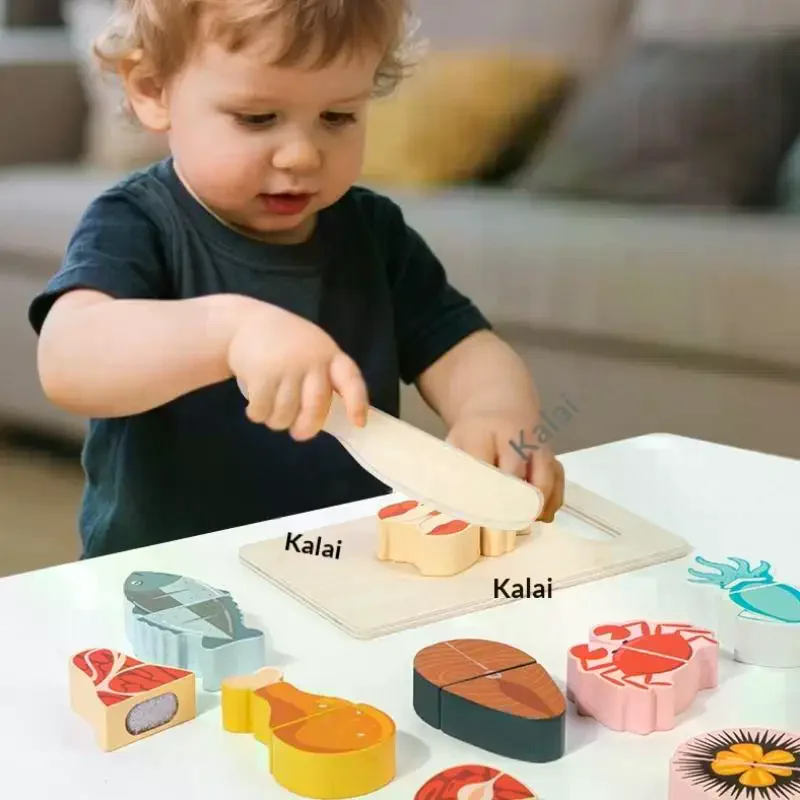 1 ensemble de Simulation de coupe de fruits, jeu de nourriture, accessoires de cuisine, jouets éducatifs Montessori pour enfants, jouet de Simulation en bois