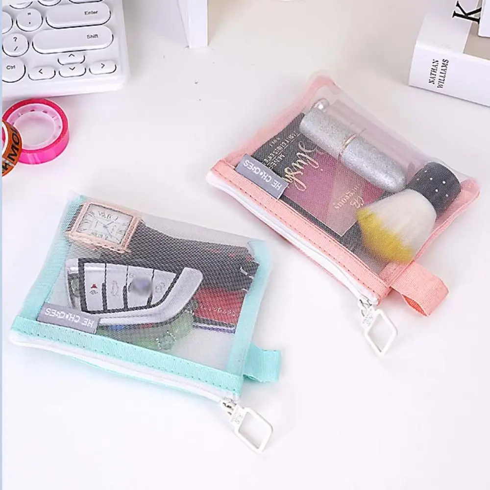 Change Storage Bag Clear Mesh Bag Lipstick Cosmetic Bag Pencil Bag Mini Coin Purse Sanitary Napkin Storage Bag Coin Bags