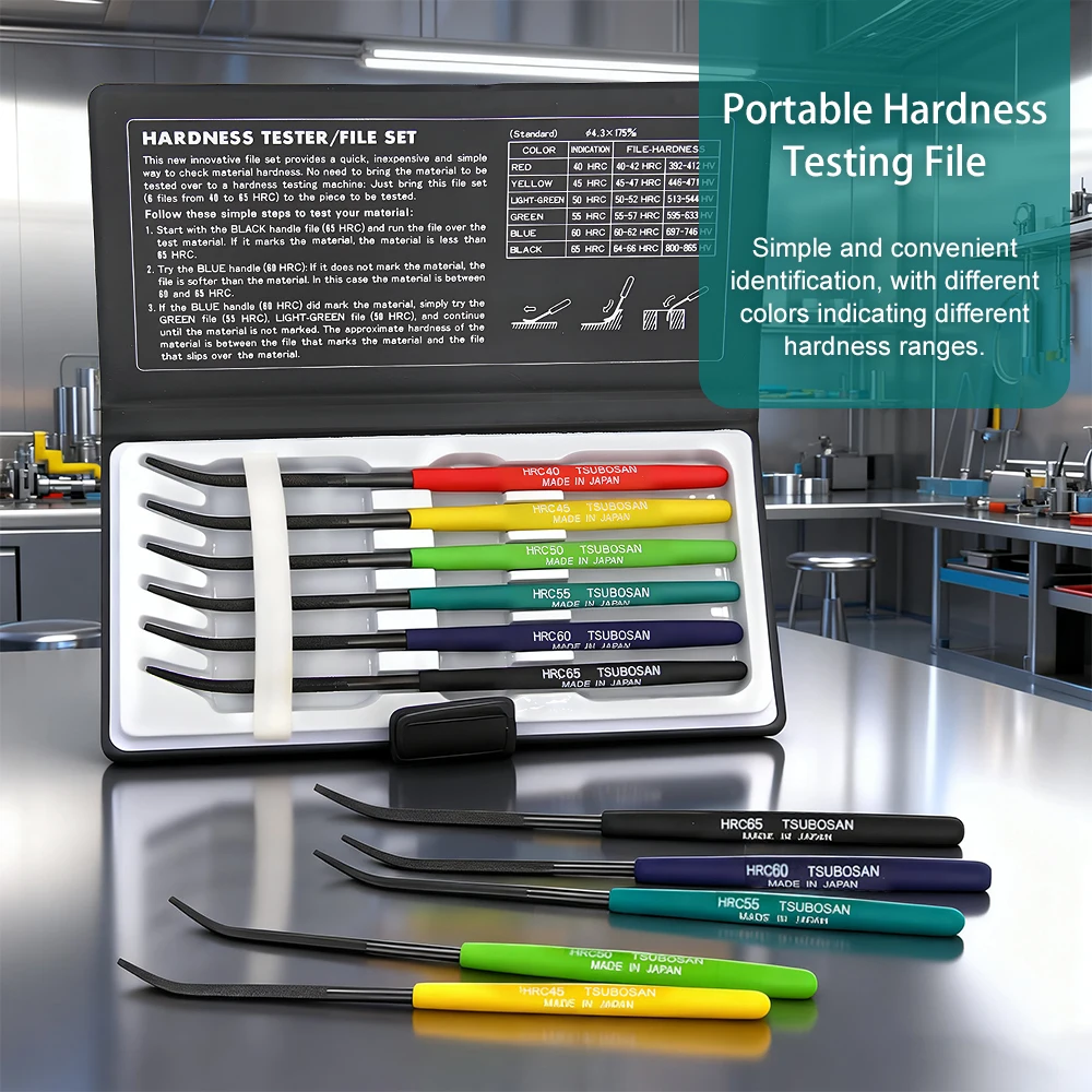 

Tsubosan Portable Hardness Checking Files HRC 40-65 6-Piece Set Japan-Hardness Tester Checker File Hardness Testing Files