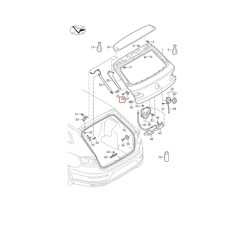 2 قطعة كتلة عازلة لصندوق السيارة 5E 0827239 A For VW ID.4 Arteon Tayron Lamando Skoda Octavia Superb 5E0 827 239 A #3