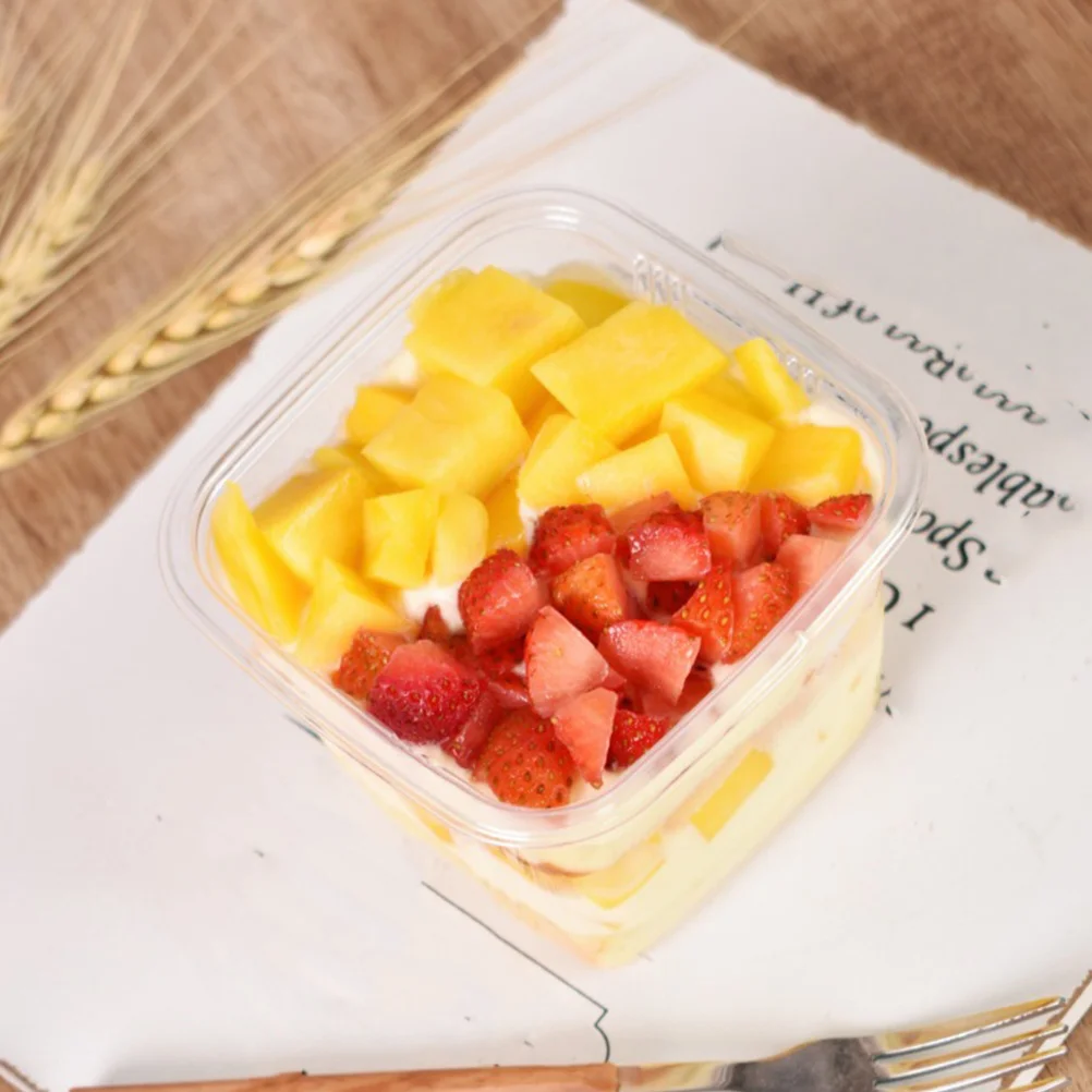 

50 set Cake Boxes Square Shape Transparent Plastic Disposable Cupcake Boxes For Bakery Supplies Mousse Cake Fresh Keeping