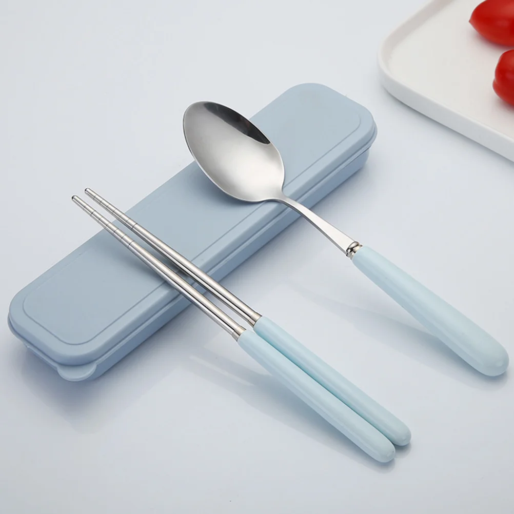 

Stainless Steel Cutlery Set Ceramic Handle Portable Case Travel Business Home Camping Tableware Spoon Fork Chopsticks