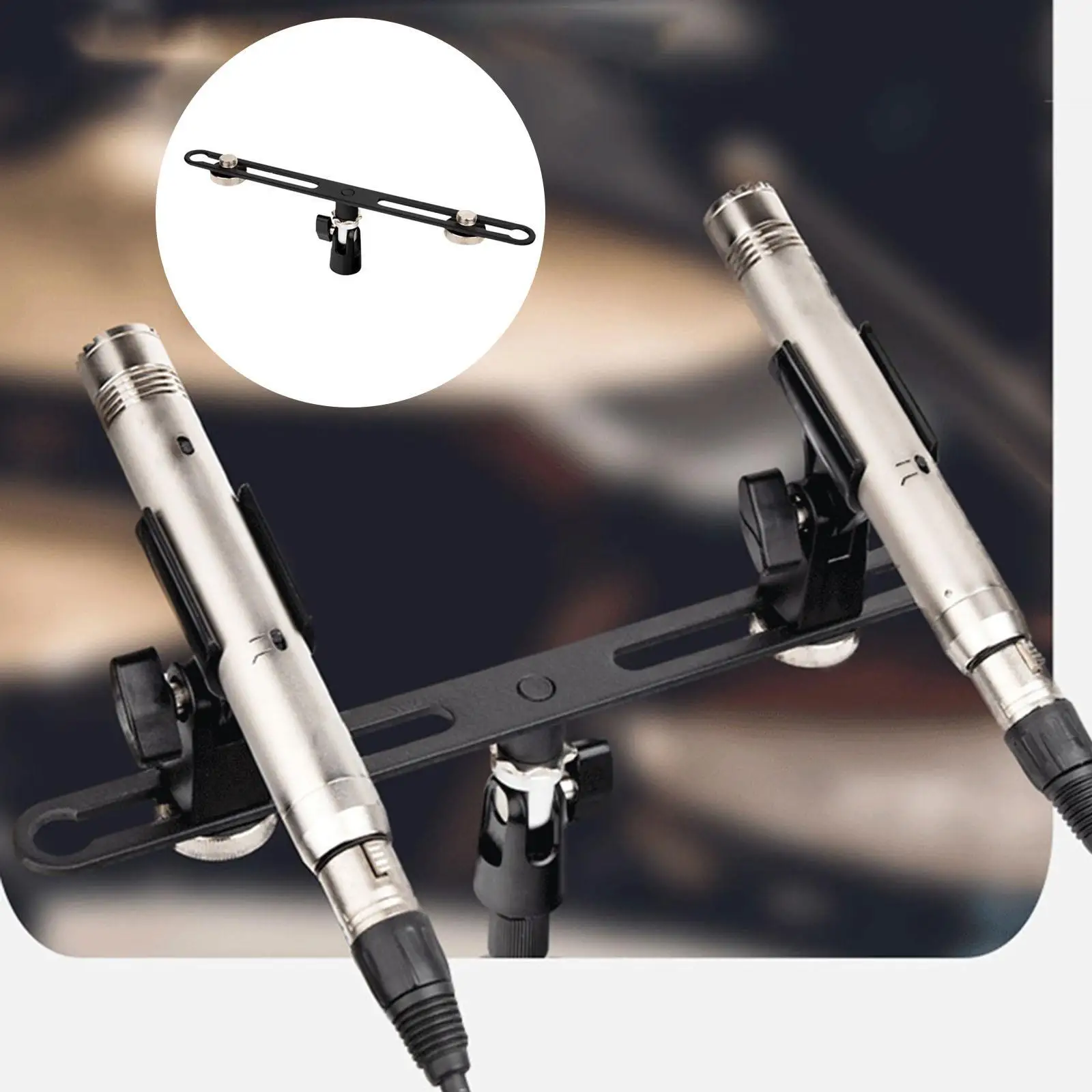 Adjustable Stereo Microphone Bar with 5 8inch Screws for Holding 2 Mics