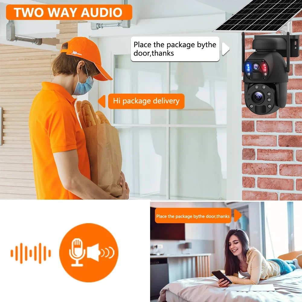 كاميرا 20X Zoom UBOX 4K 4G SIM Solar Security Solar PTZ عدسة مزدوجة 360 °   كاميرا بطارية مراقبة WIFI كاميرا تتبع الإنسان