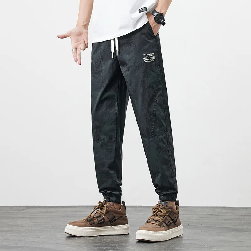 2024 Camouflage Ijzen Broek Heren Zomer Dunne Ademende Sport Slim Fit Enkelgebonden Sneldrogende Casual Cropped Broek