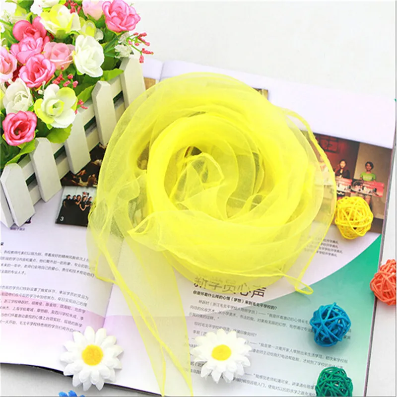 Kindergarten Performance Dance show silk scarf Candy-colored solid scarf Women Summer Spring Transparent Square Chiffon Scarves