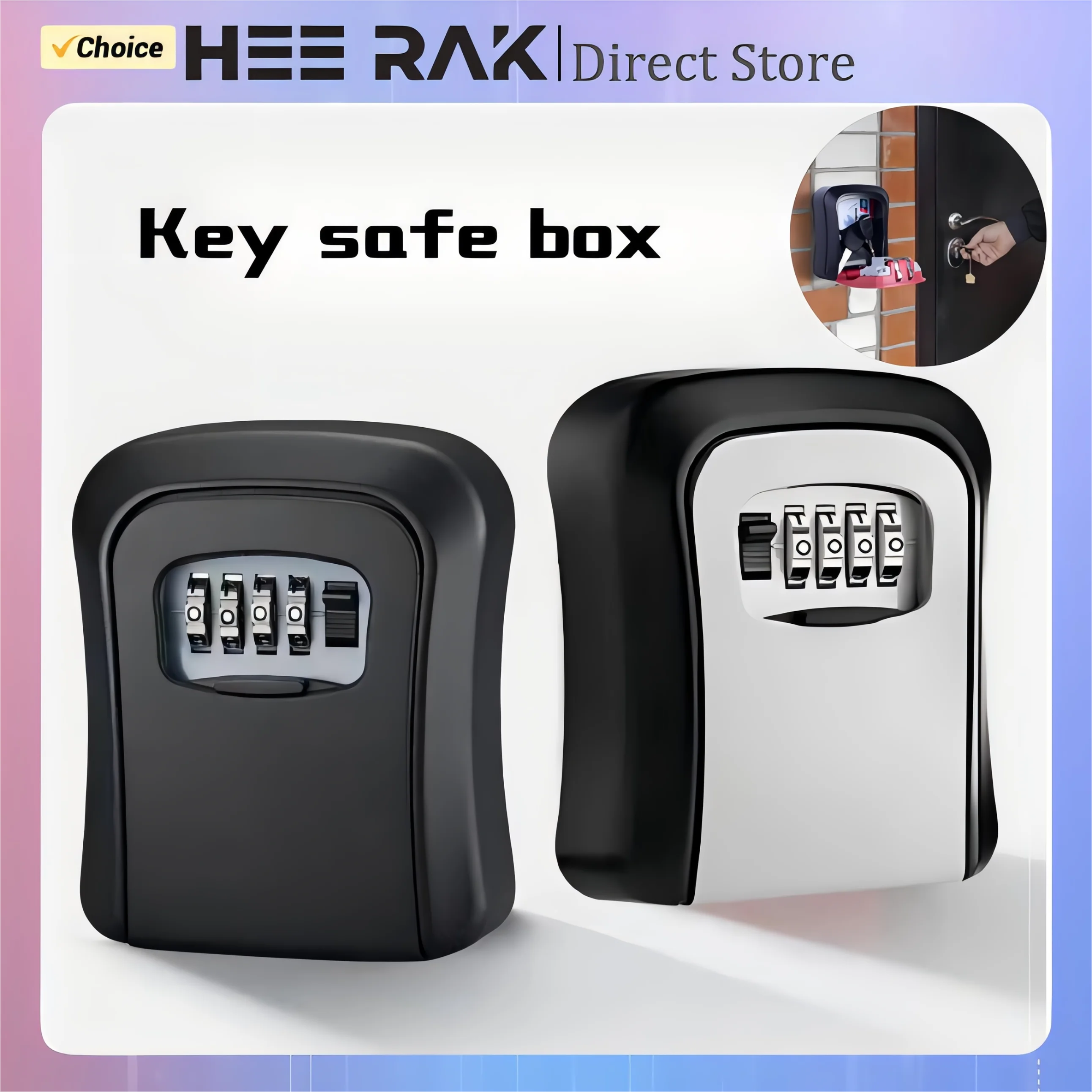 HEERAK Wall Mount Key Lock Box Alloy Password Coded Security Lock No Key for Home Office Key Safe Secret Storage Box Organizer