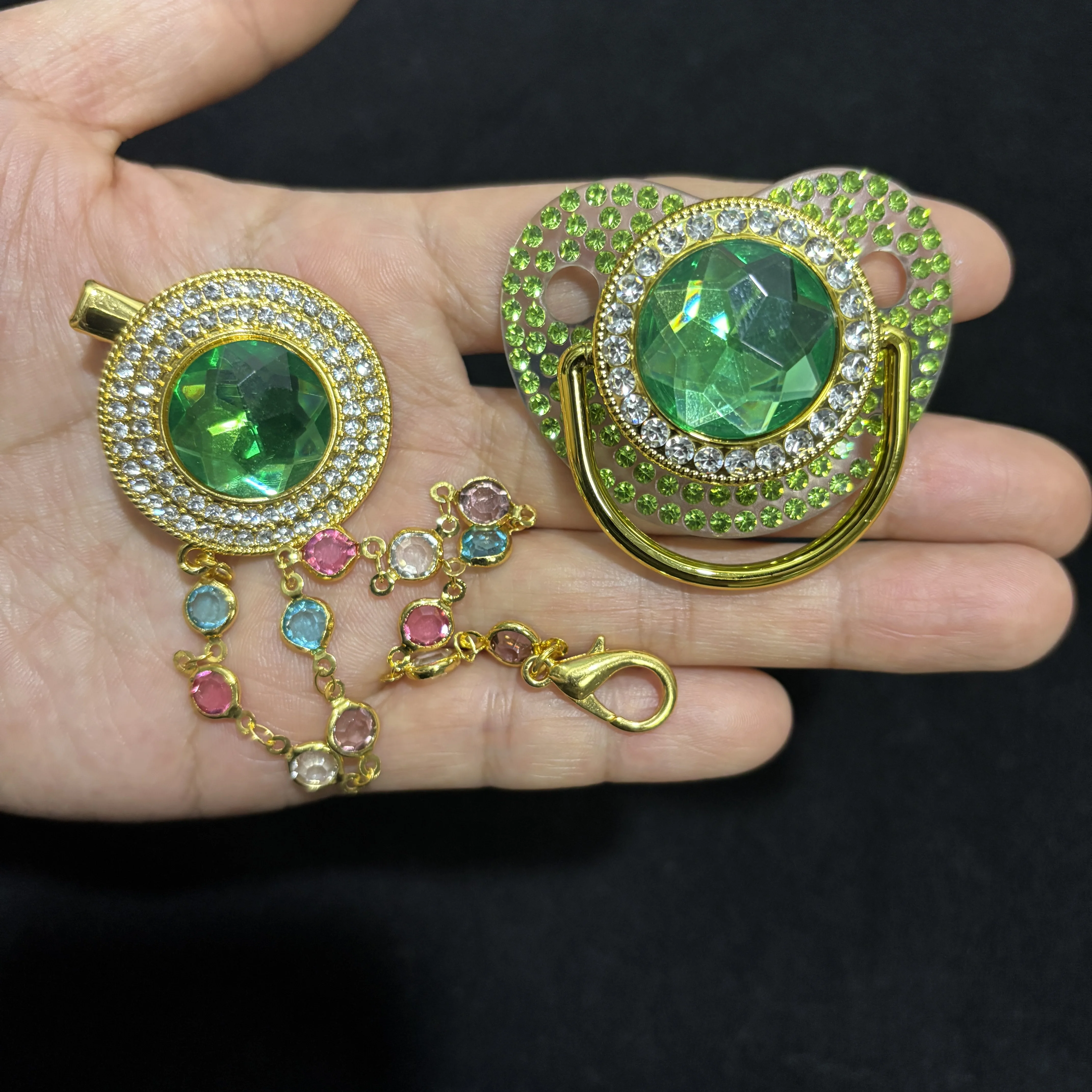 

Роскошный набор детских пустышек с жемчужной застежкой, сверкающая пустышка с кристаллами для новорожденных, реквизит для детских фотосессий