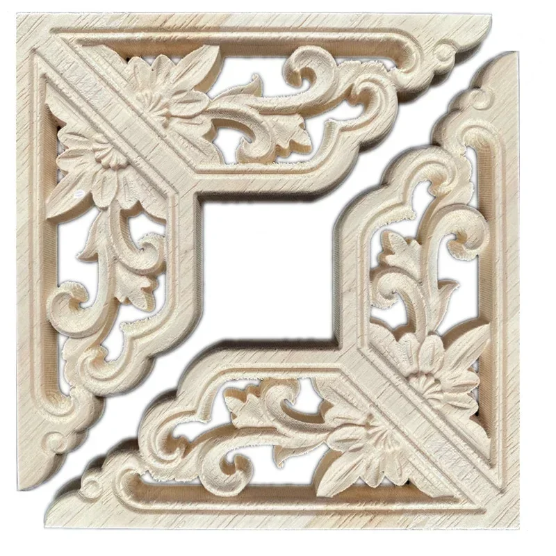 6-20cm Wooden Carved Applique Furniture Mouldings Decal DIY Corner Onlay Decoration Frame Cupboard Cabinet Decal