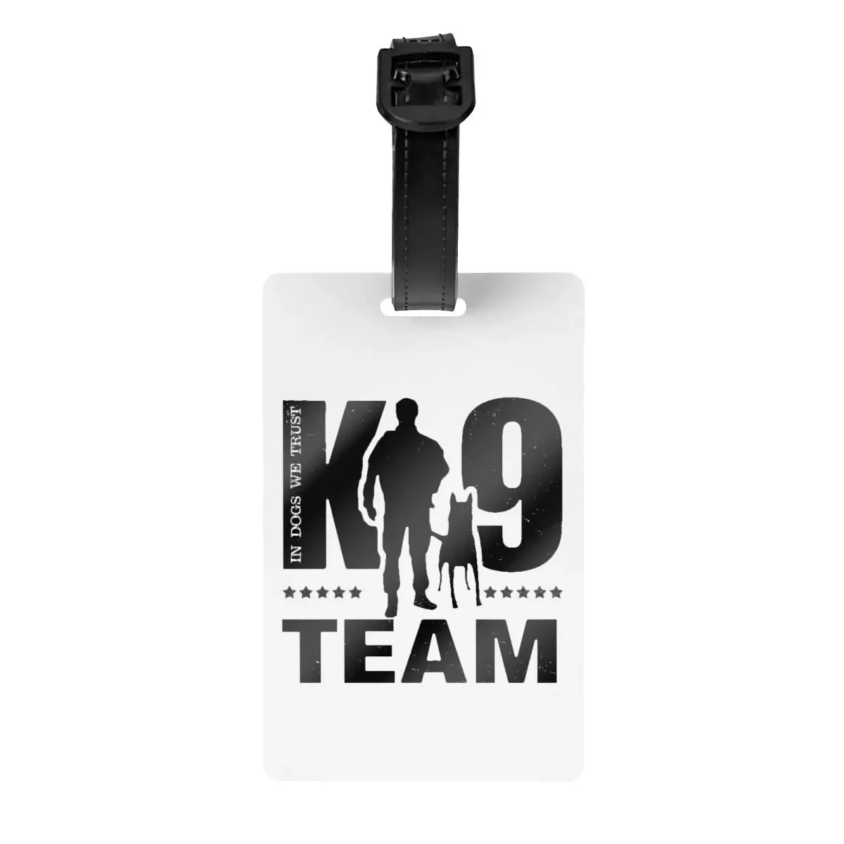 Custom K-9 Team K9 Unit Malinois Luggage Tag With Name Card Belgian Shepherd Dog Privacy Cover ID Label for Travel Bag Suitcase