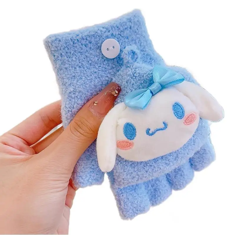 قفازات أطفال قطيفة قابلة للطي، قفازات نسائية لطيفة محبوكة مفتوحة الأصابع من المخمل المرجاني، قفازات للأطفال #3