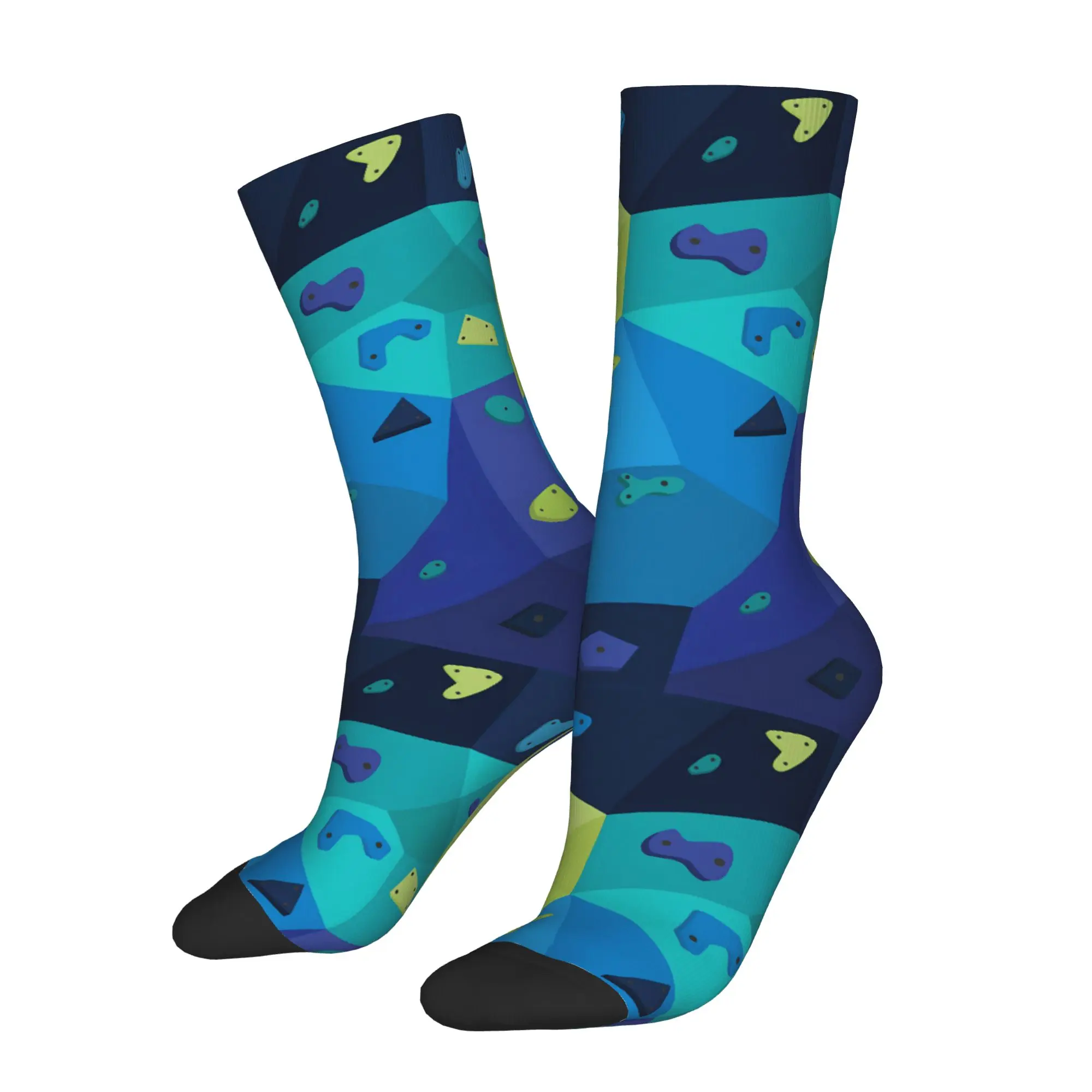 Rock Climbing Boulder Wall Blue and Green Unisex Winter Socks Running Happy Socks Street Style Crazy Sock