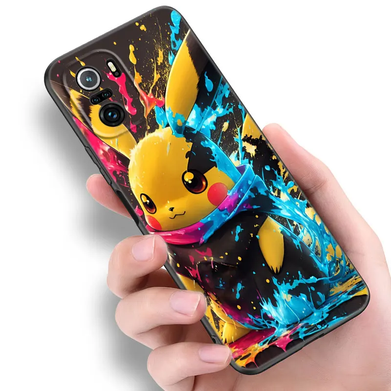 Funda de teléfono de Anime Pikachue p-pokemon para Xiaomi Mi 8 9 SE 10 10T 11 12 13 Lite 9T 11T 12S 12T 13 Pro 11i 12X, funda de silicona negra