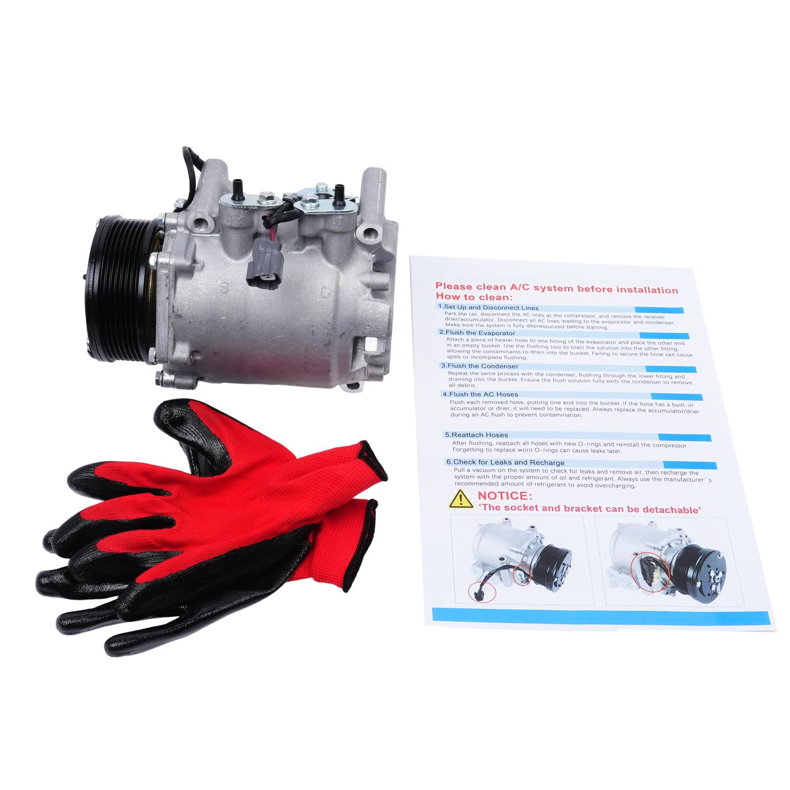 Refurbishment A/C AC Compressor 12V 7PV For  2002 2003 2004 2005 2006 Honda CRV CR-V 2.4L CO 10663AC Air Conditioning Car Engine Accessories Replacement Parts US Warehouse Replace OE 57881,58881,638951, 6511495,1522110,10345240 38810PNB006,38870PNB006