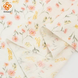 Soft Cotton Gauze Fabric Prints Cute Flowers Double Crinkled Gauze Children Flower Pants Pajamas DIY Material By The Meters