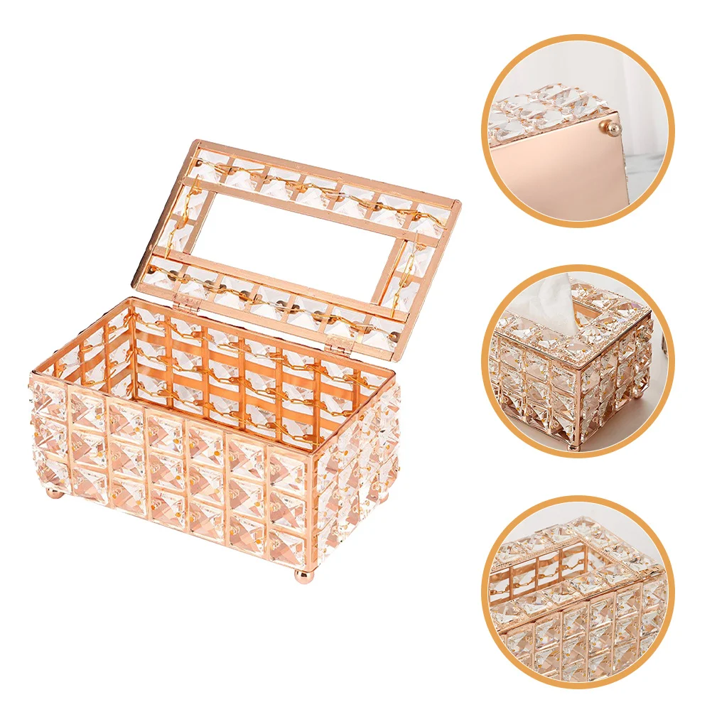 

Crystal Tissue Box Napkin Holder Organizer with Smooth Top Opening for Home Office Bedroom Decorative Rectangular Storage