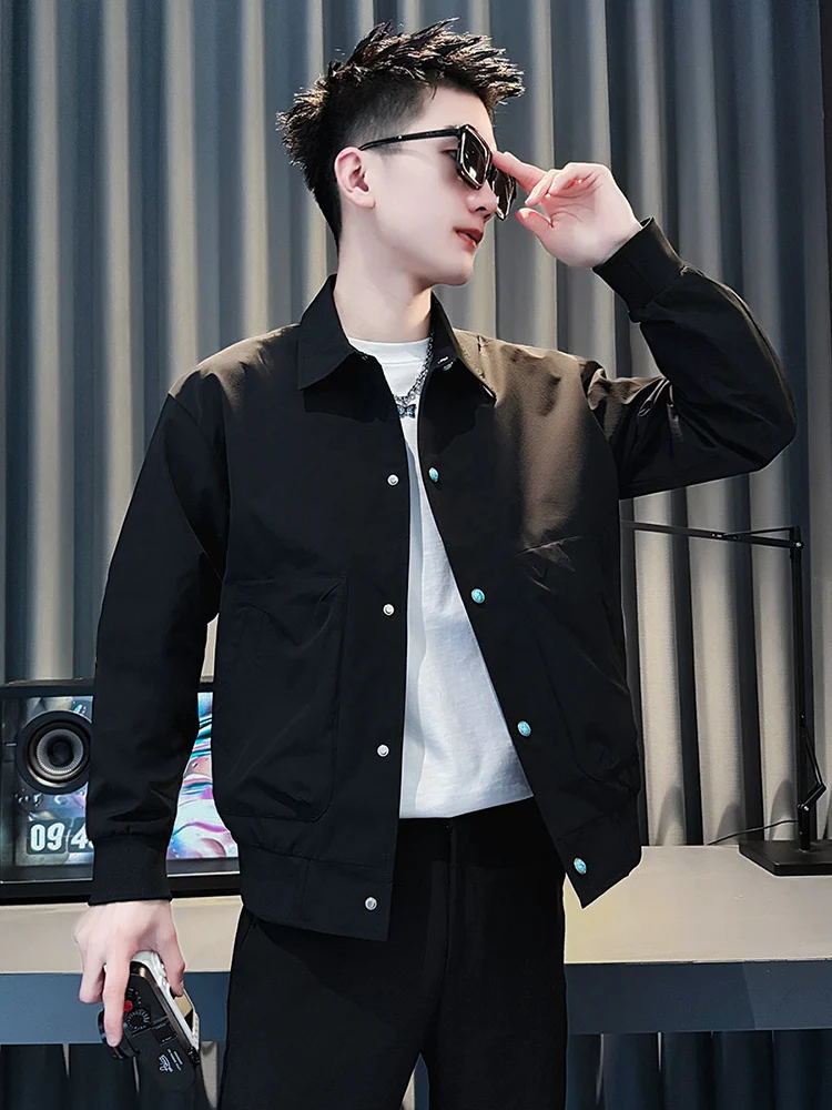 

Модная повседневная мужская рабочая куртка с отложным воротником, стильная и высококачественная, для подростков