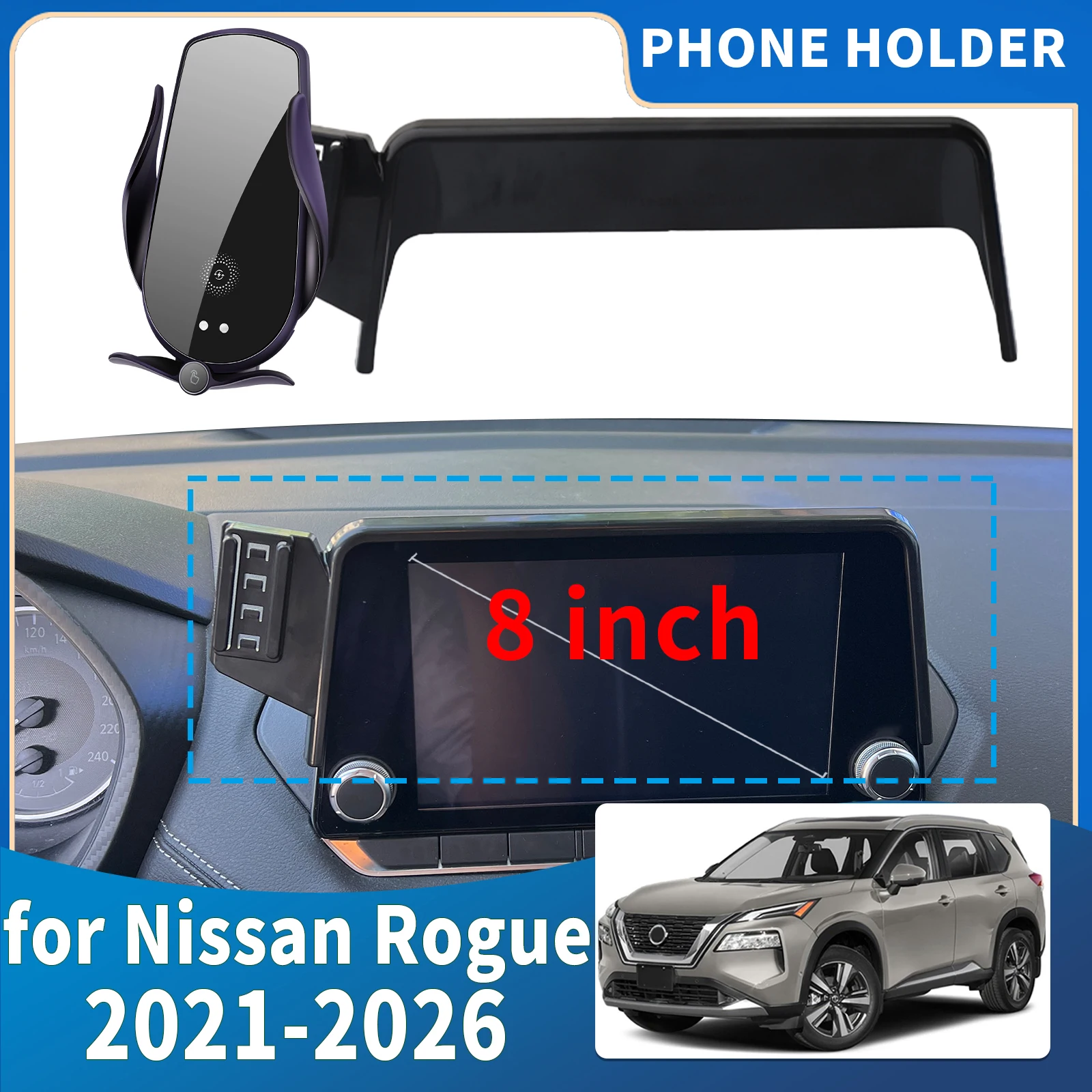 

fit for Nissan Rogue 2021 2022 2023 2024 2025 2026 T33 8inch Integrated Screen Mount Phone Holder Mount Car accessoires