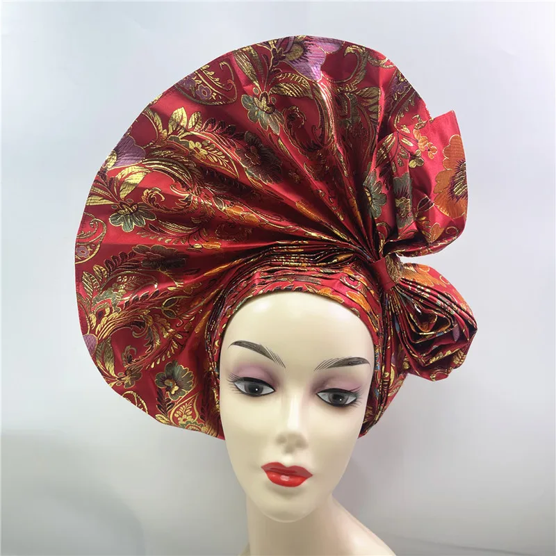 Nigerian gel headgear, with stone bead, already made auto, turban, afro aso ebi gel aso oke, wide brim headgear 7L031501