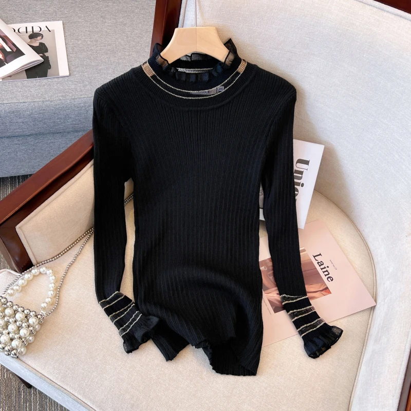 Fall Winter Warm Knit Three Piece Sets Womens Ourfits Office Ladies Elegant Sweater+basic Top+Wide Leg Knitted Pants Sets