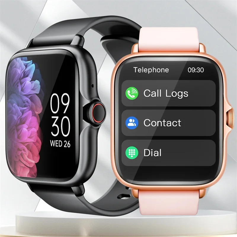 Reloj inteligente deportivo de 1,83 pulgadas, reloj inteligente con llamadas, monitoreo del sueño, podómetro deportivo, alertas de información para teléfonos iPhone y Android