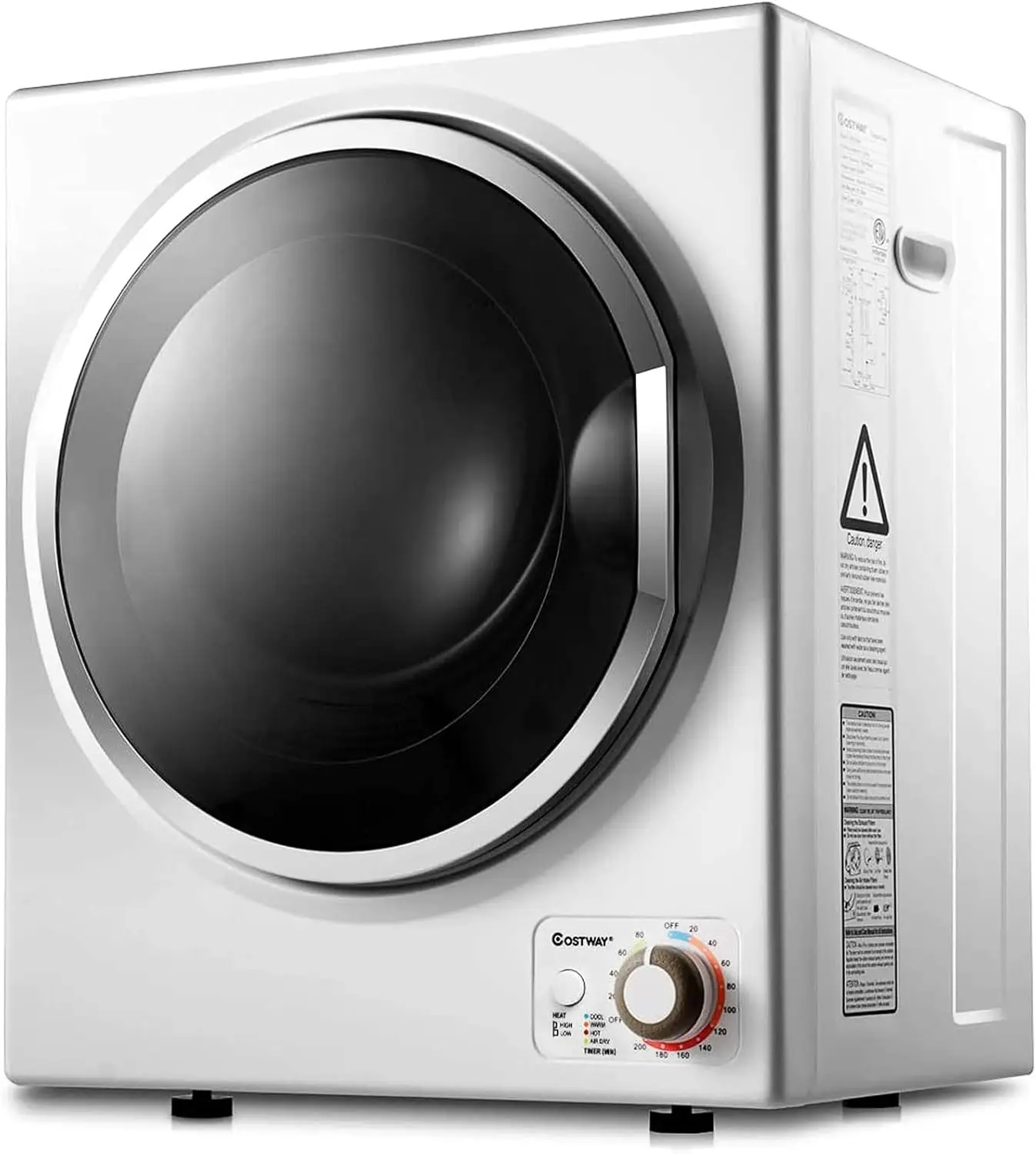 

Ideal for Home Use, White Compact Laundry Dryer with Stainless Steel Tub, 4 Automatic Drying Modes and Easy Control