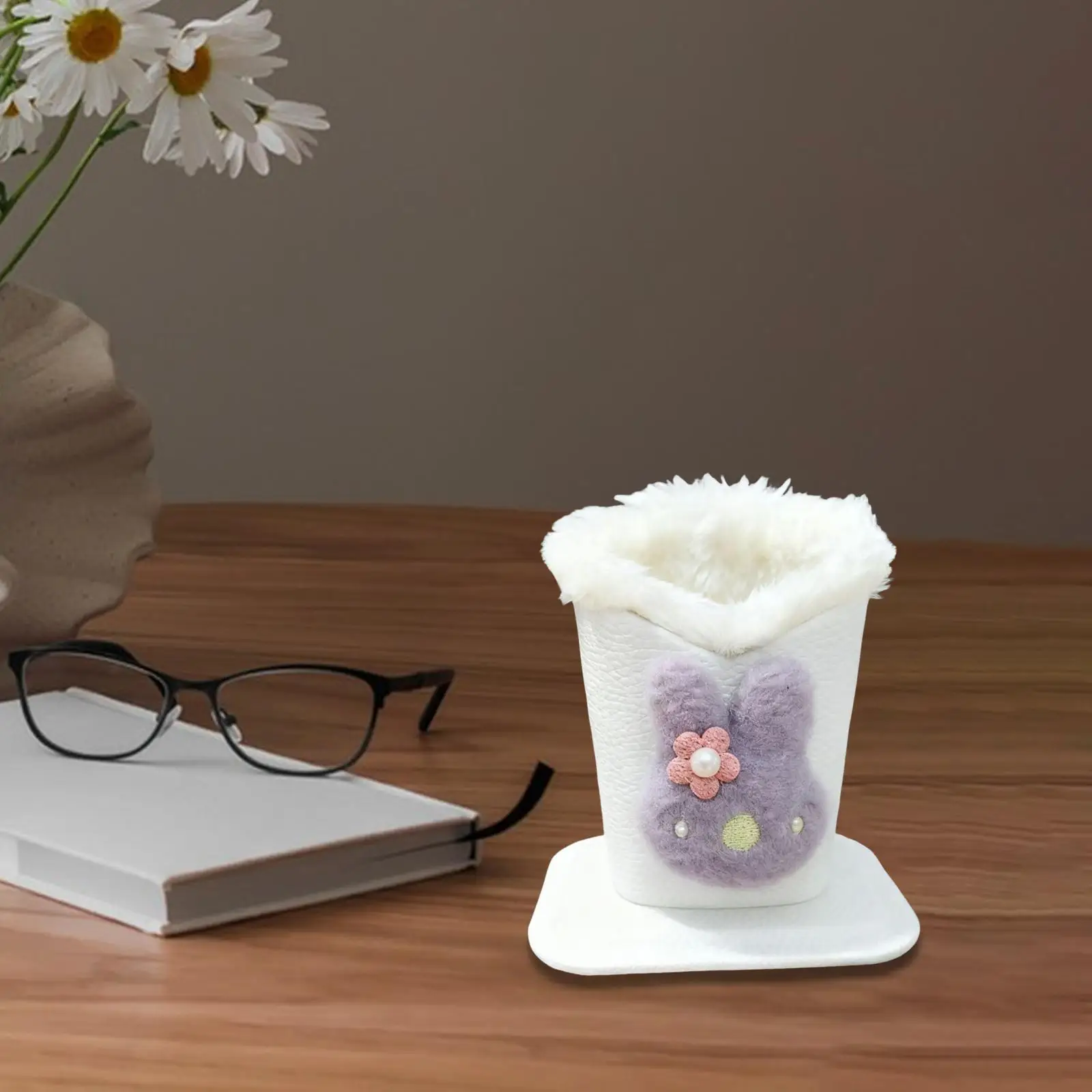 Plush Lined Eyeglass Holder Box Modern Glasses Storage Organizer Stand Rigid Case for Desk Nightstand Home